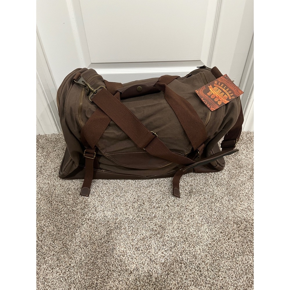 Marlboro Gear 2004 Brown Canvas Leather Trim Duffel Travel Bag NWT Vintage